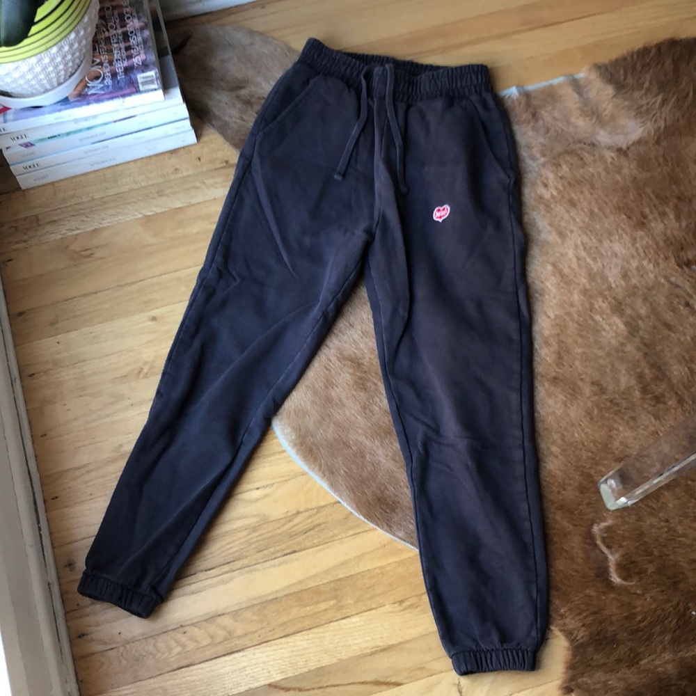 Deus Records Gray Sweatpants Joggers Drawstring 100% Cotton Size 6 / Small